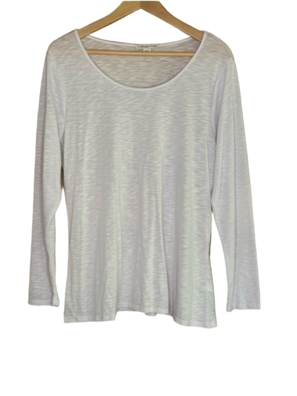 Coldwater Creek White Spacedye Long Sleeve Scoop Neck Top size XL